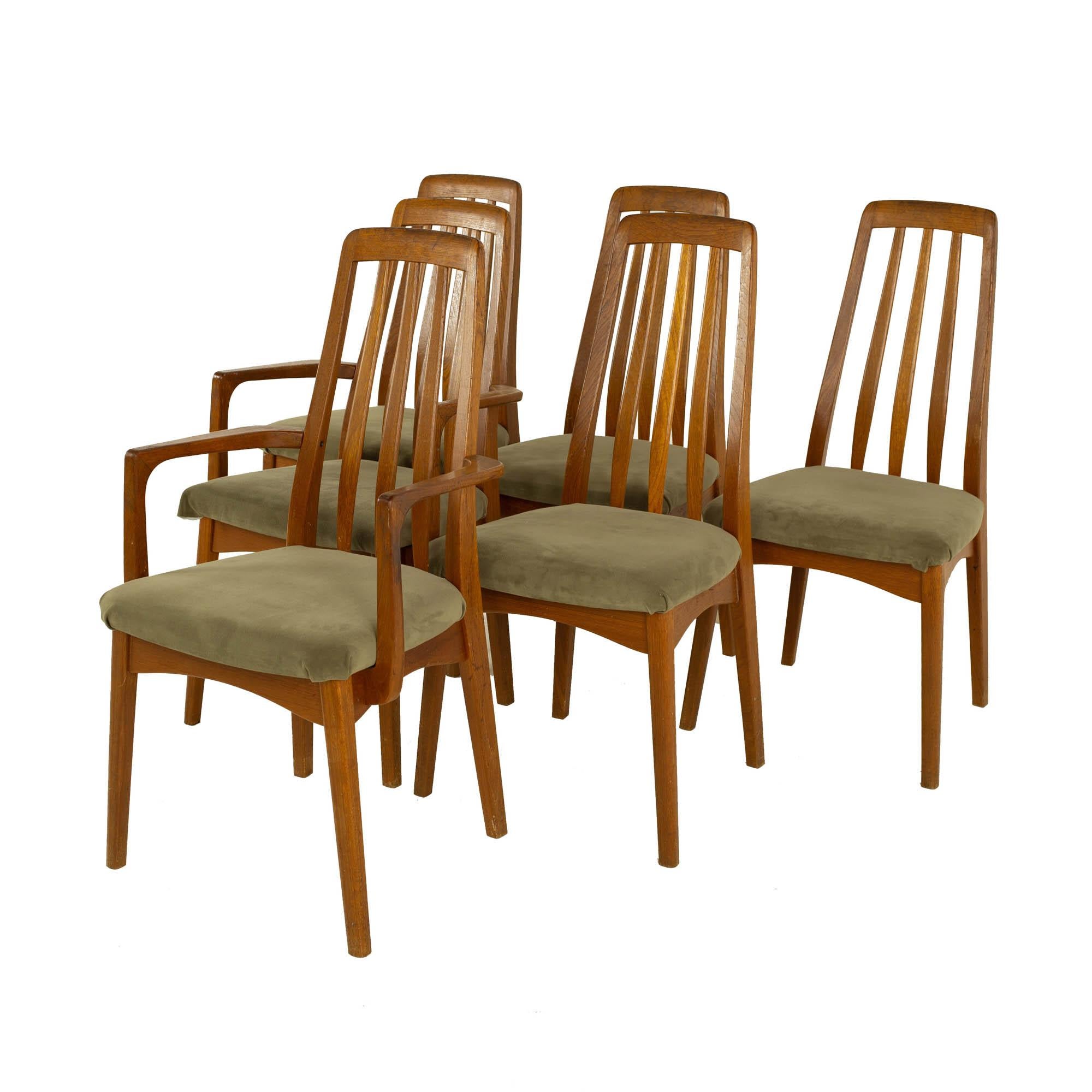 Mid-Century Modern Koefeds Hornslet Eva Style Mid Century Teak Dining Chairs, Set of 6