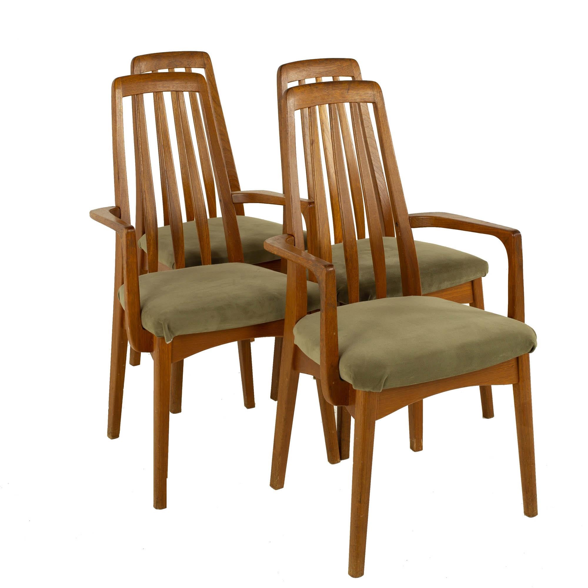Danish Koefeds Hornslet Eva Style Mid Century Teak Dining Chairs, Set of 6
