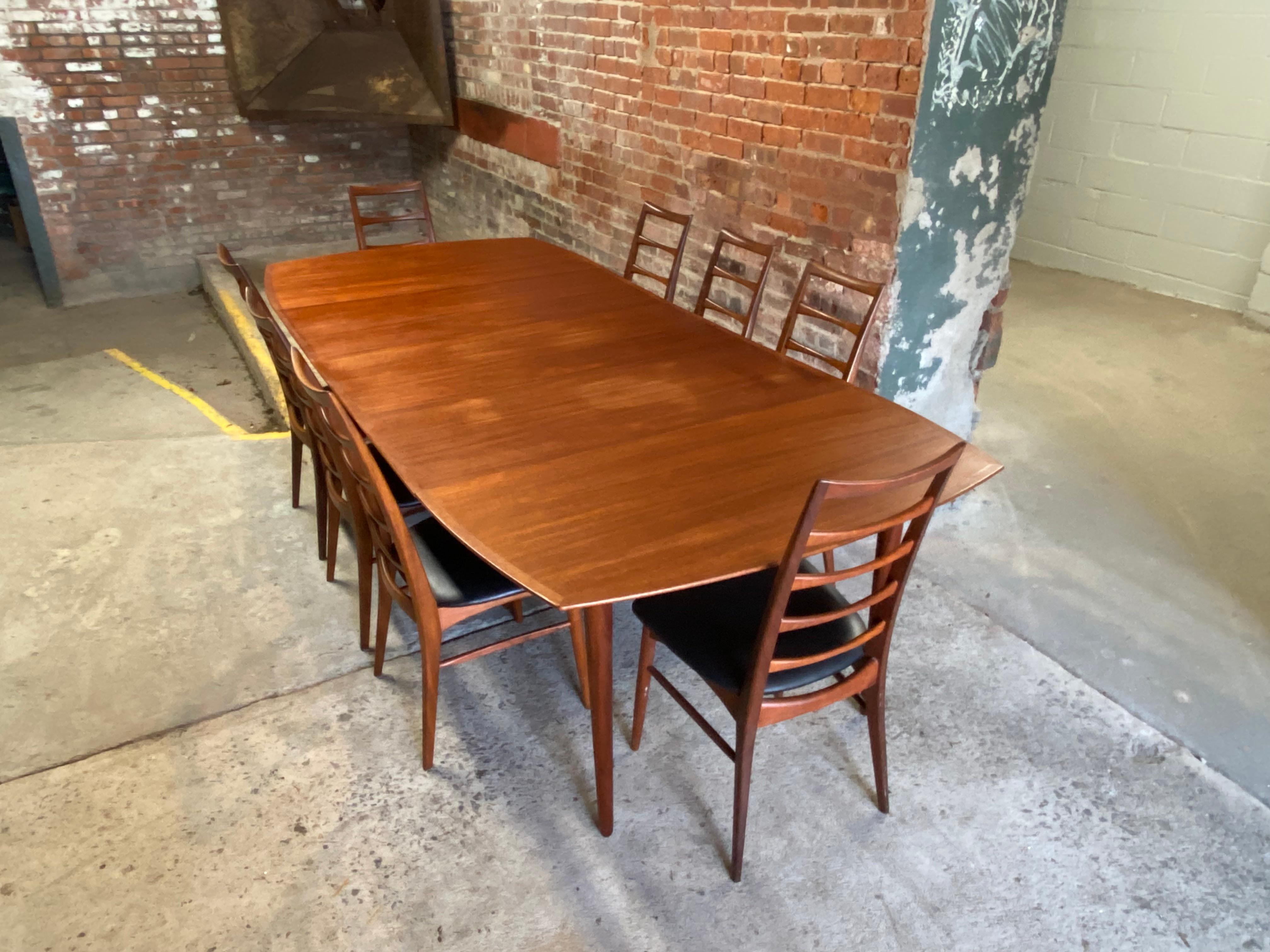 Danish Koefoed Hornslet Lis Chairs and Teak Dining Table