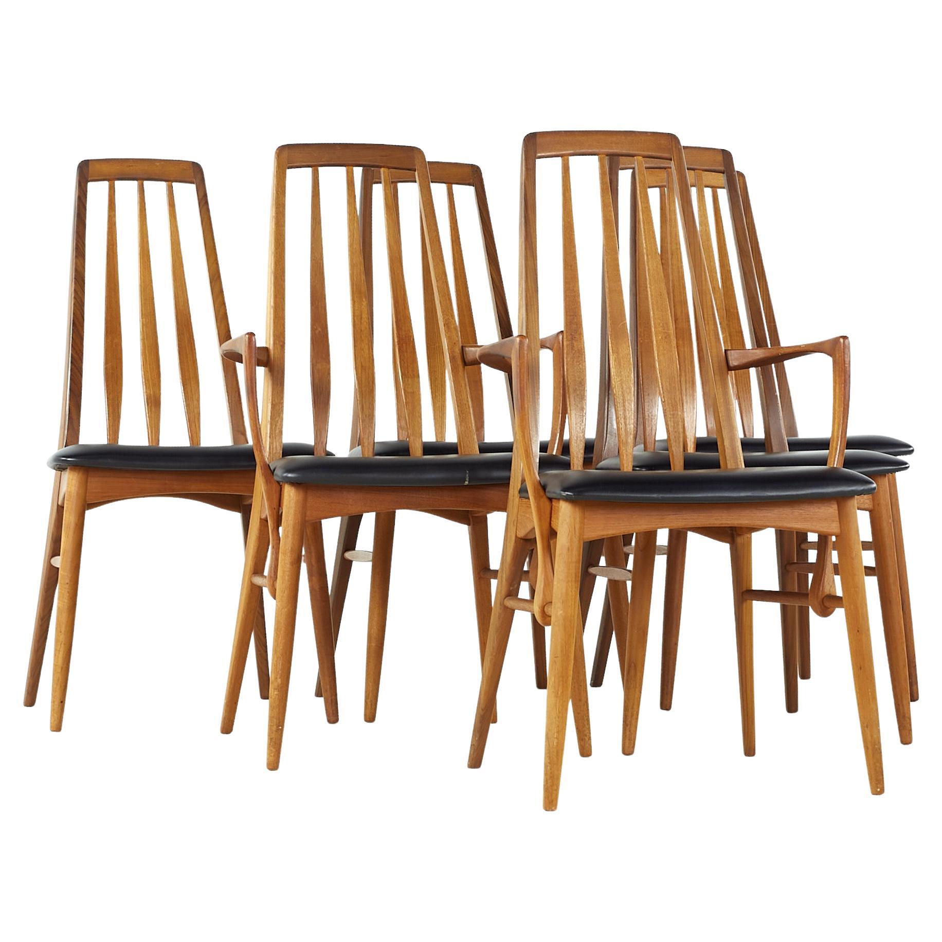 Koefoeds Hornslet Eva Midcentury Teak Dining Chairs, Set of 6