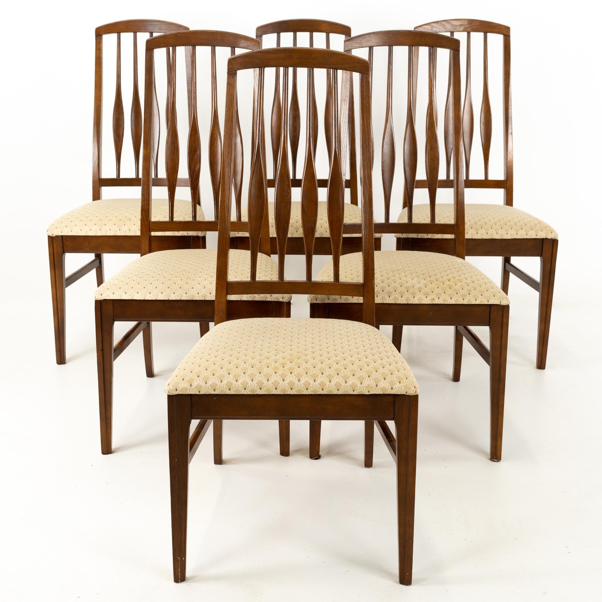 Koefoeds Hornslet Eva style Keller Mid Century walnut dining chairs, set of 6
These chairs are 19 wide x 22 deep x 40.25 inches high, with a seat height of 18.25 inches

All pieces of furniture can be had in what we call restored vintage condition.