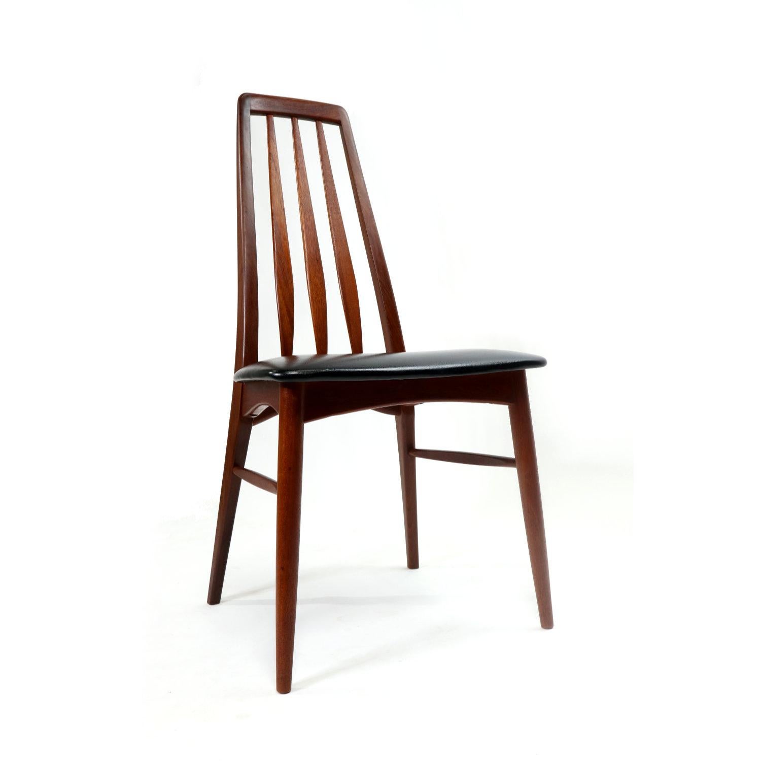 Mid-Century Modern Koefoeds Hornslet Eva Teak Danish Dining Chairs Set by Niels Koefoed