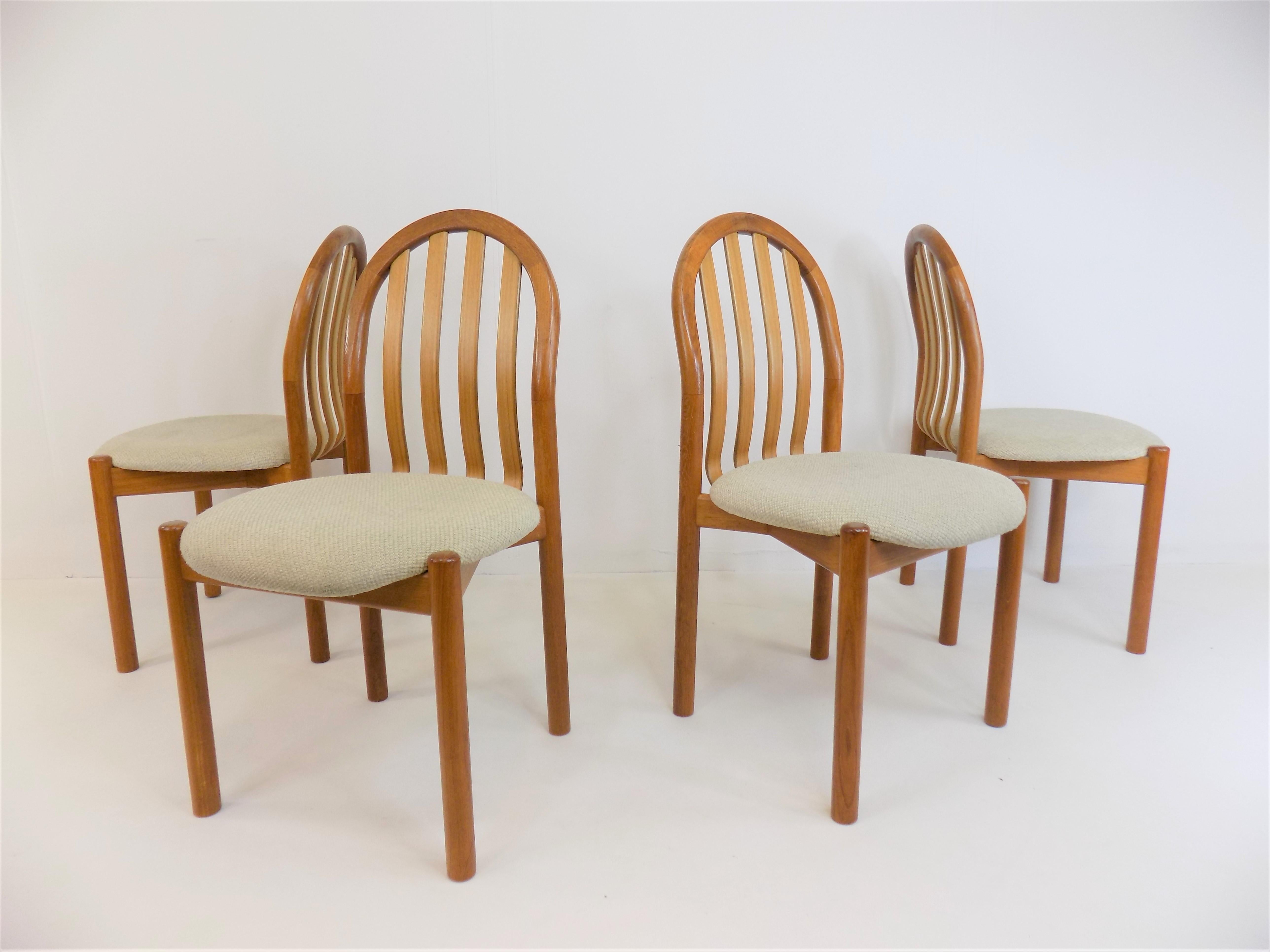 Mid-Century Modern Koefoeds Hornslet Set of 4 Teak Dining Chairs Ole by Niels Koefoed For Sale
