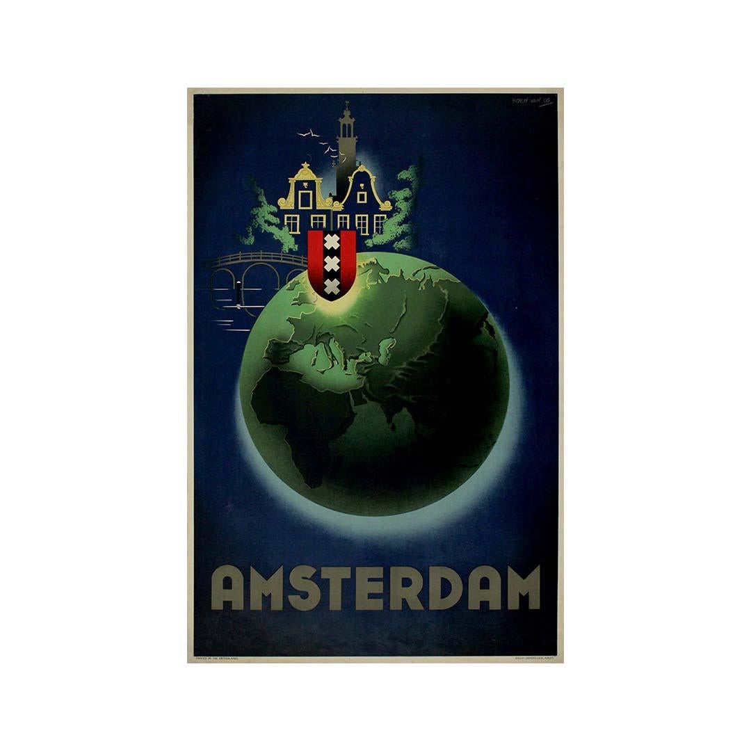 Circa 1950 original poster for Amsterdam by Koen van Os For Sale 1