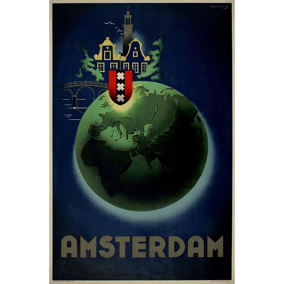 Manifesto originale del 1950 circa per Amsterdam di Koen Van Os