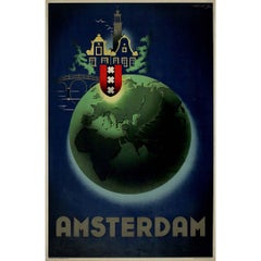 Manifesto originale del 1950 circa per Amsterdam di Koen Van Os