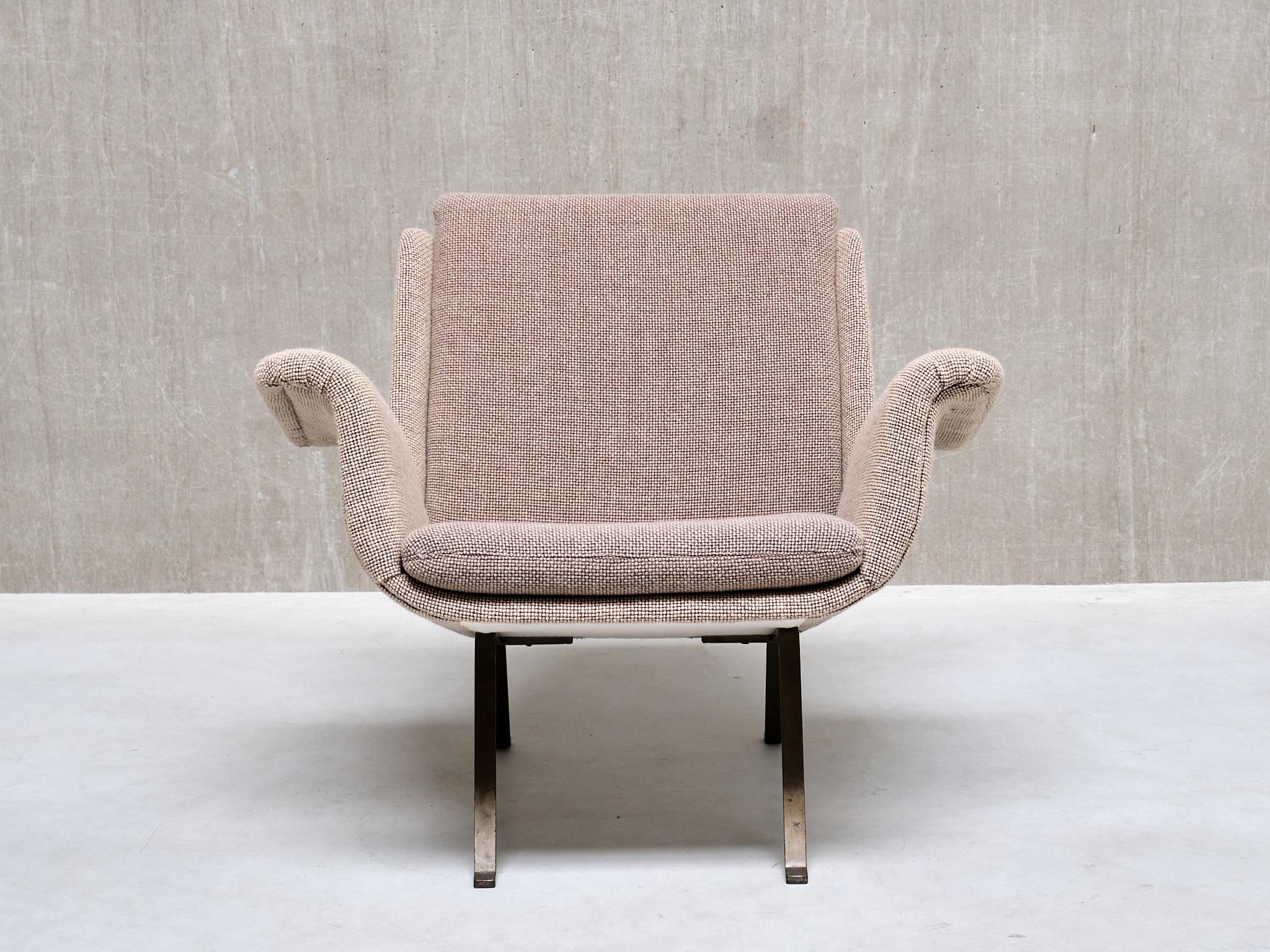 Fauteuil Koene Oberman en laine bicolore grise et fer, Pays-Bas, années 1950 en vente 4