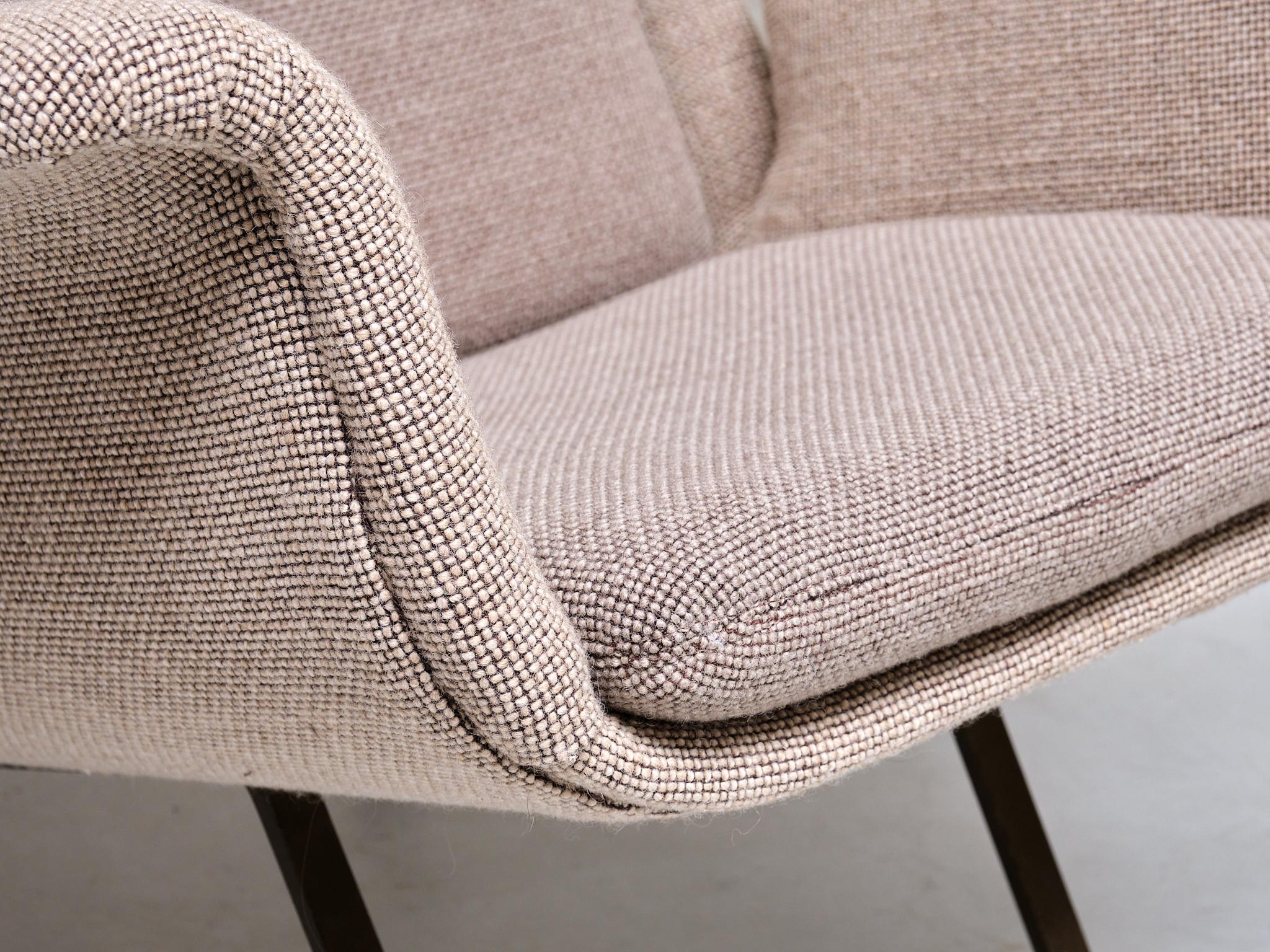 Fauteuil Koene Oberman en laine bicolore grise et fer, Pays-Bas, années 1950 en vente 5