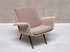 Sillón Koene Oberman de lana gris bicolor y hierro, Países Bajos, años 50
