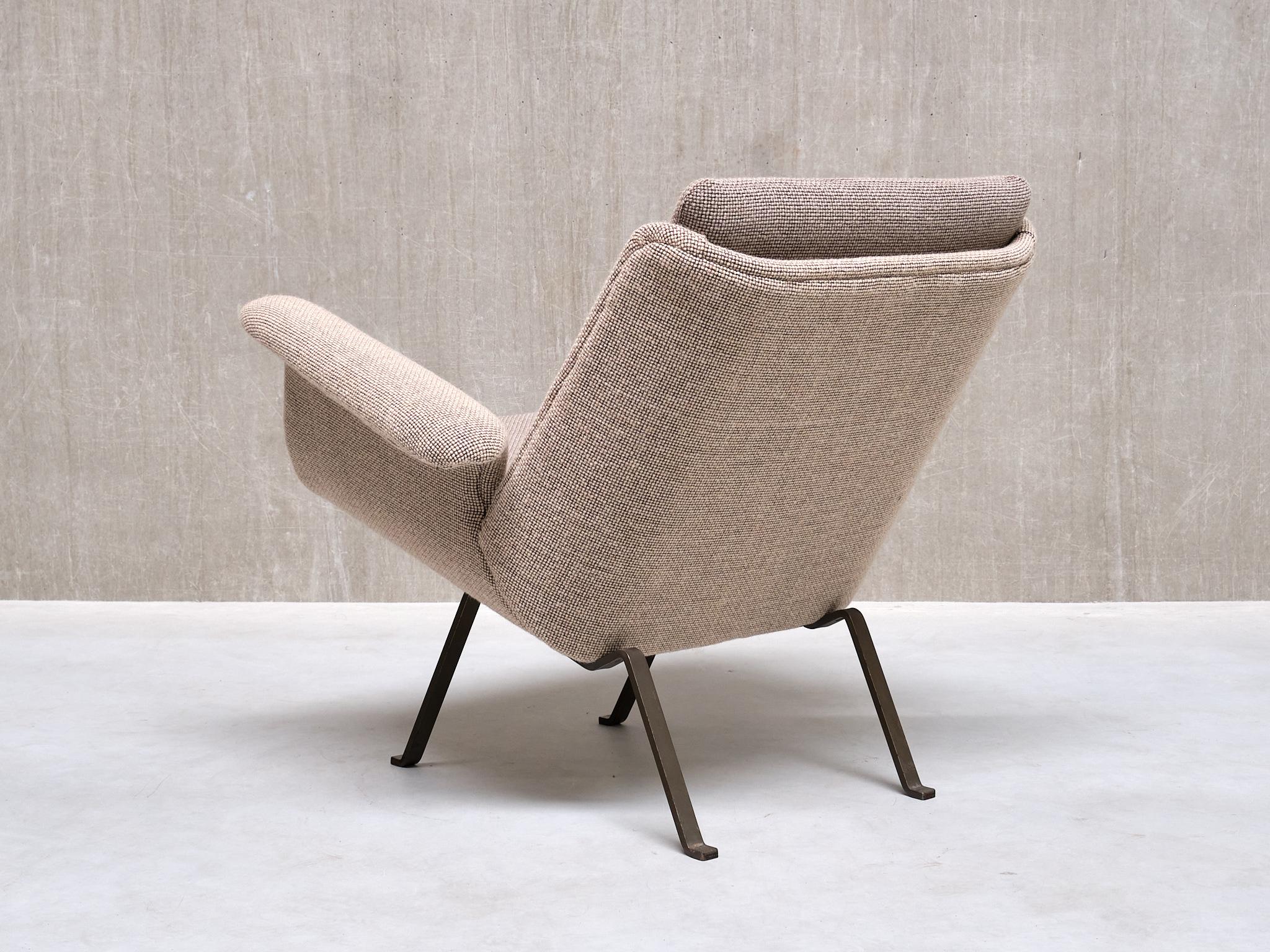 Tissu Fauteuil Koene Oberman en laine bicolore grise et fer, Pays-Bas, années 1950 en vente