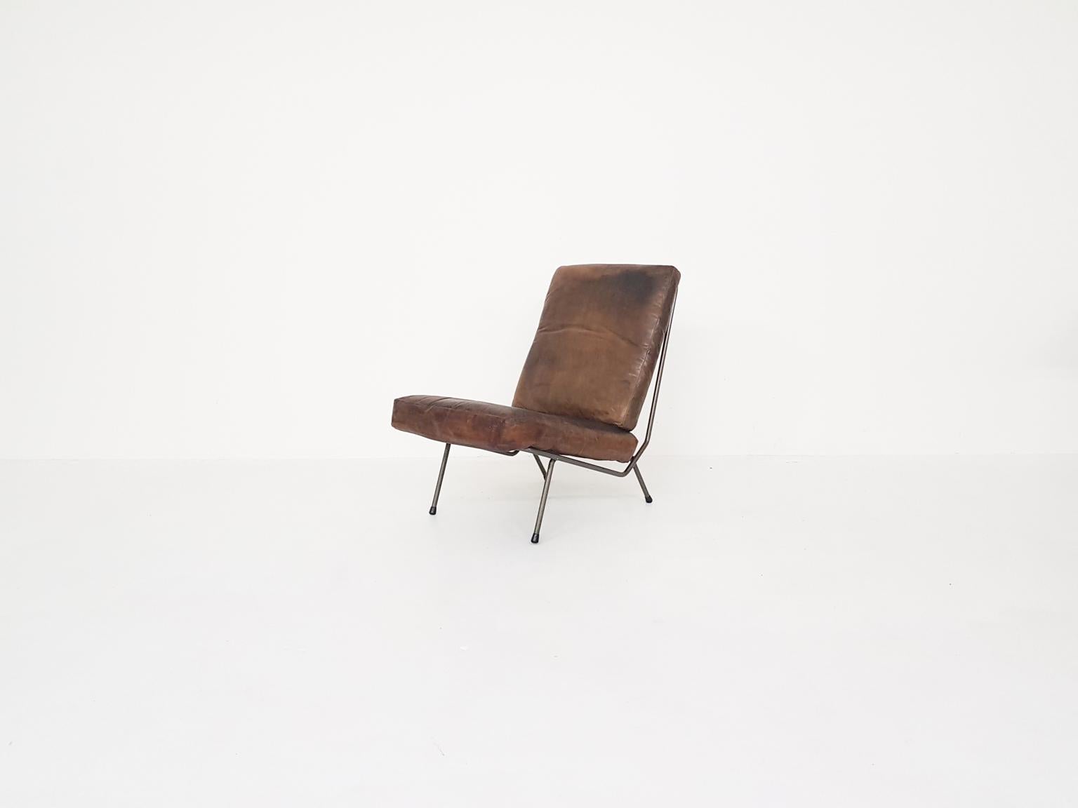 Mid-Century Modern Koene Oberman for Gelderland Lounge Chair in Leather, The Netherlands 1954 For Sale