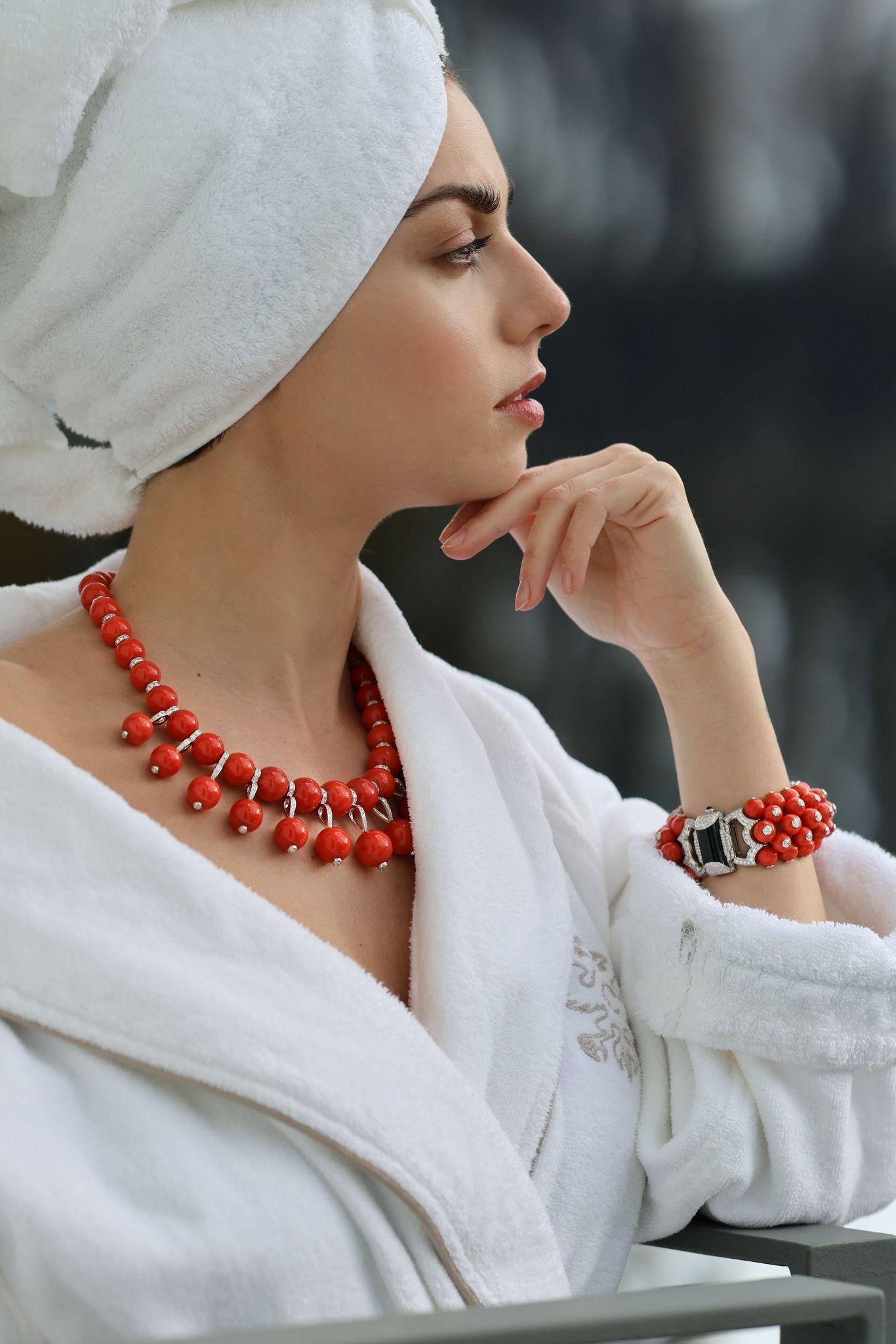 KOENIG - Collier double rangée de corail Pour femmes en vente