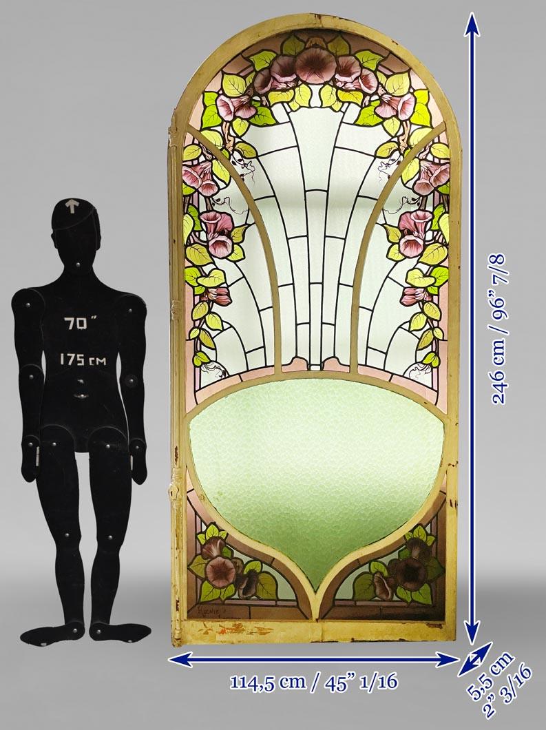 KOENIG & LAFITTE - Vetrata Art Nouveau con conifere in vendita 4
