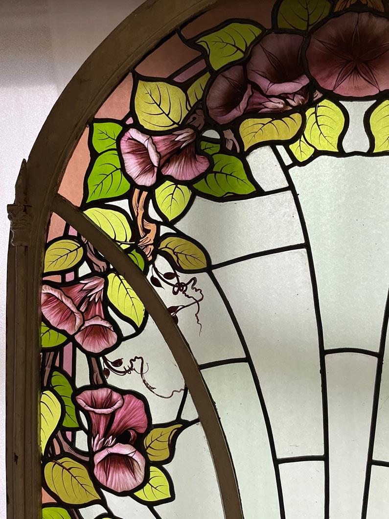 KOENIG & LAFITTE - Vetrata Art Nouveau con conifere In condizioni buone in vendita a SAINT-OUEN-SUR-SEINE, FR