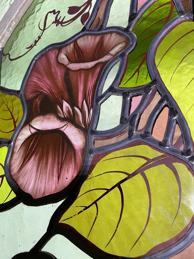 Vetro KOENIG & LAFITTE - Vetrata Art Nouveau con conifere in vendita