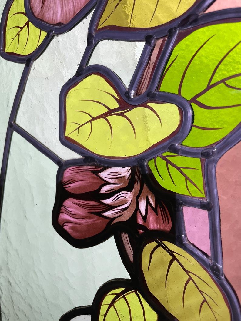 KOENIG & LAFITTE - Vetrata Art Nouveau con conifere in vendita 2