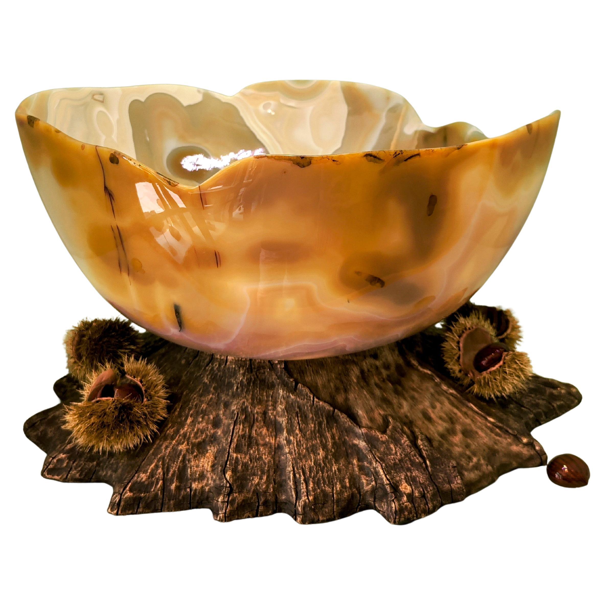 KOENIG Monumental Hand-Carved Agate Bowl Object