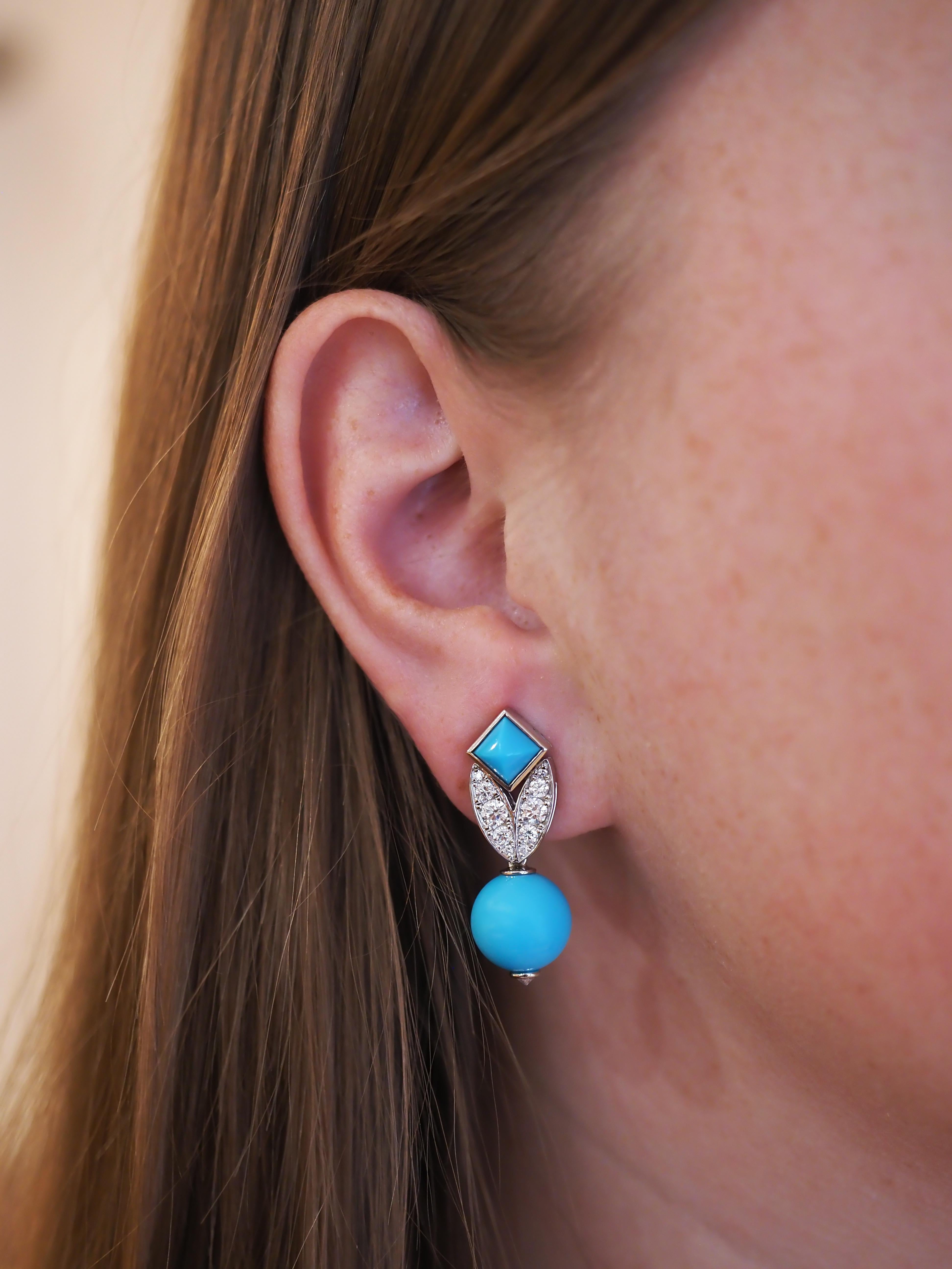 KOENIG Turquoise Earrings In New Condition For Sale In St. Moritz, CH