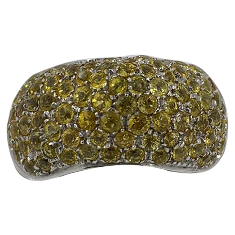 Koesis Ring in 18 Karat White Gold with Yellow Sapphires '4.16 Carat' For Sale