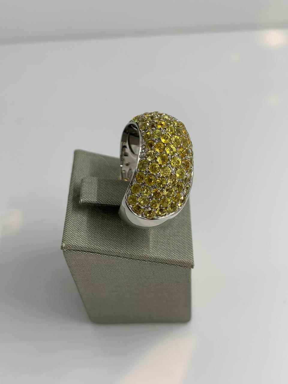 Koesis Ring in 18 Karat White Gold with Yellow Sapphires '4.16 Carat' In New Condition For Sale In Wilmington, DE