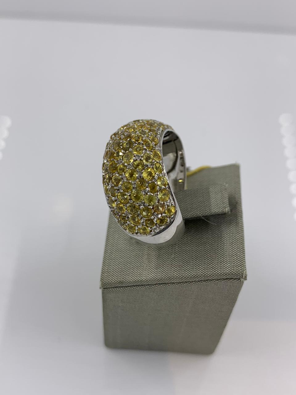 Women's Koesis Ring in 18 Karat White Gold with Yellow Sapphires '4.16 Carat' For Sale