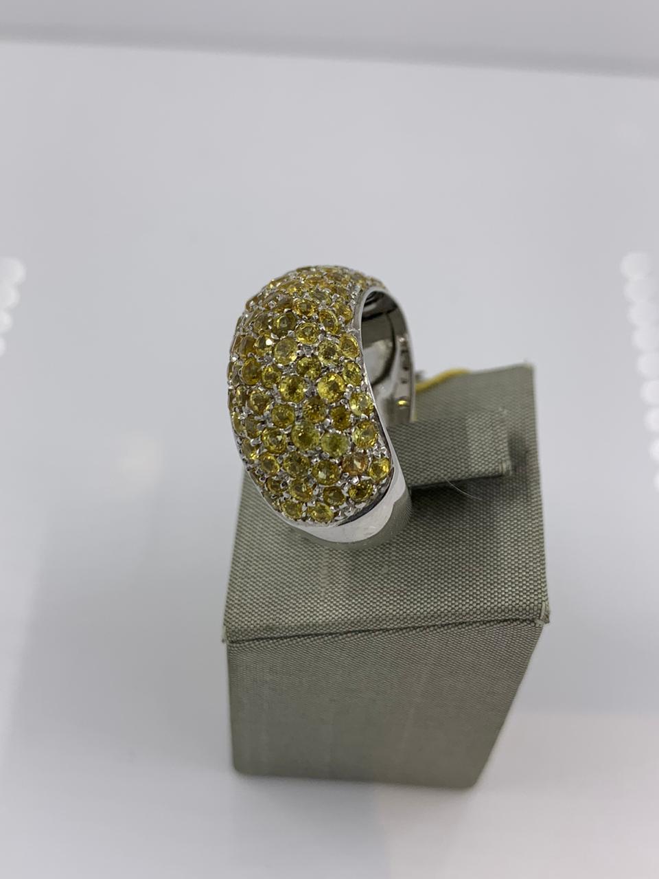 Women's Koesis Ring in 18 Karat White Gold with Yellow Sapphires '4.16 Carat'