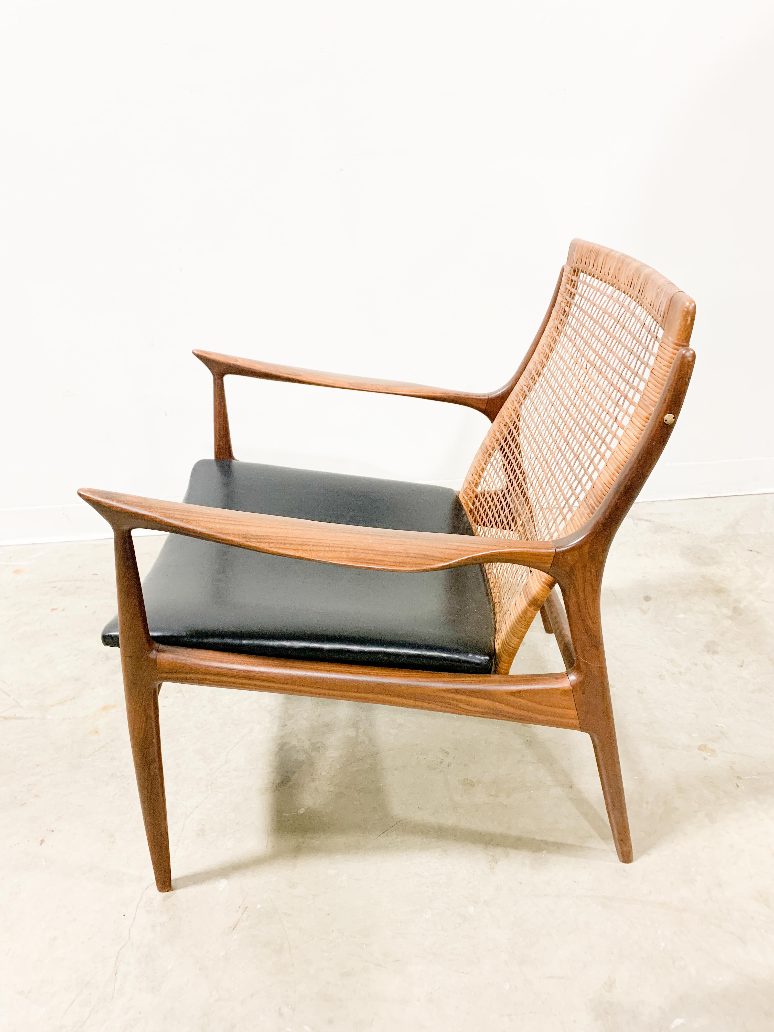 Kofod Larsen Danish Modern Cane Back Chair 10