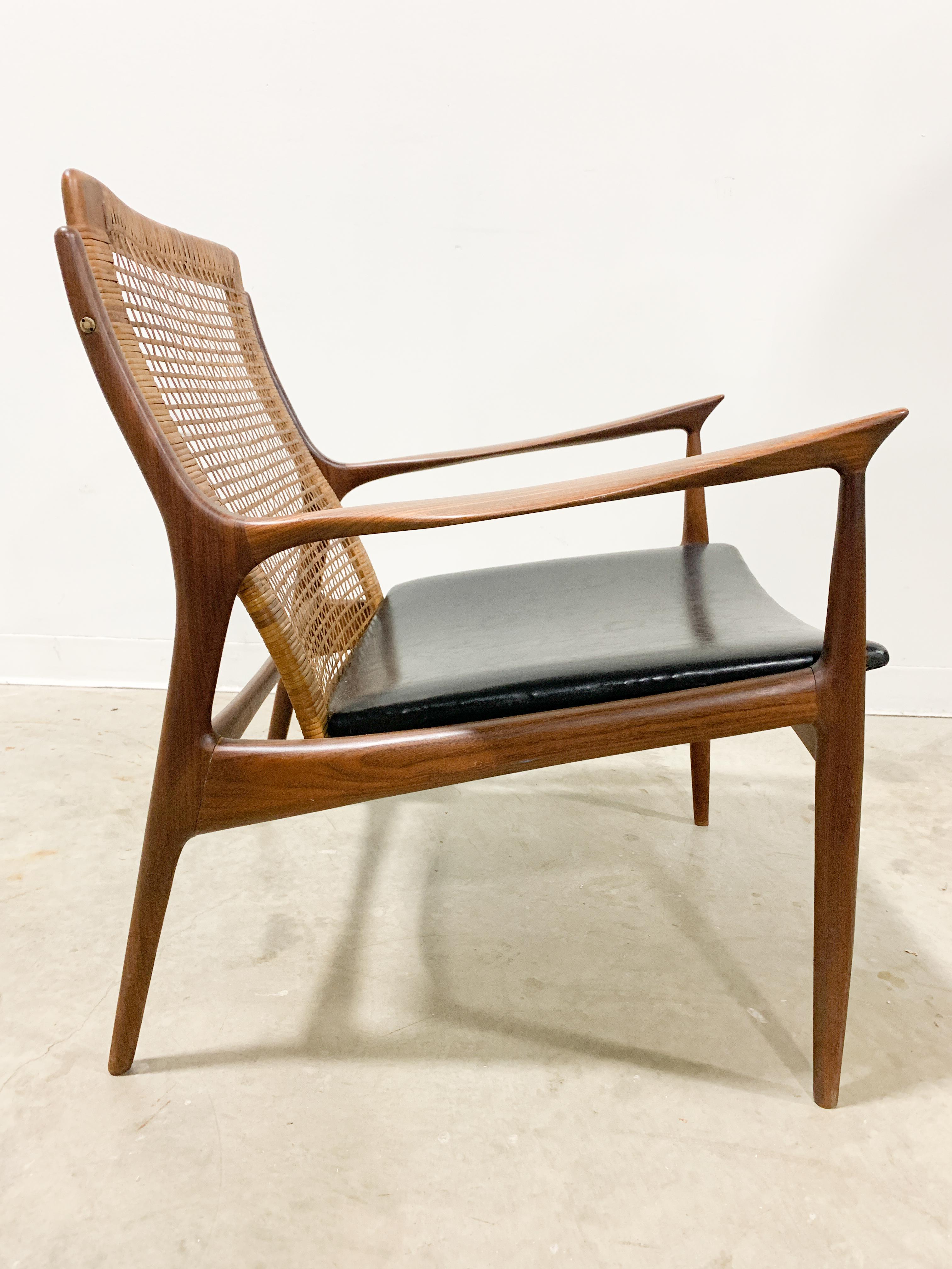 Mid-Century Modern Kofod Larsen Danish Modern Cane Back Chair