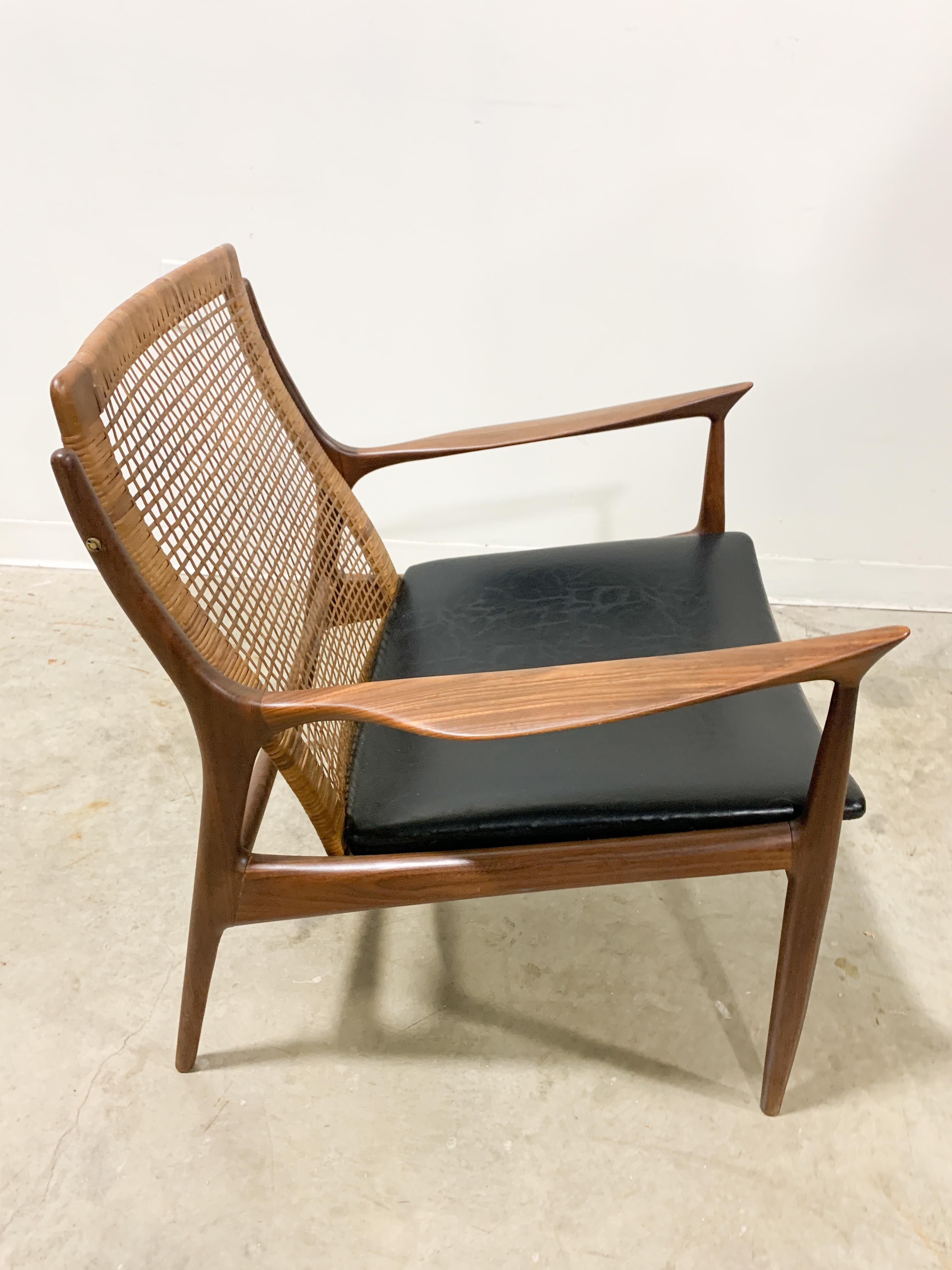 Kofod Larsen Danish Modern Cane Back Chair 1
