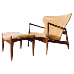 Kofod Larsen Danish Modern Fan Back Chair and Ottoman for Selig