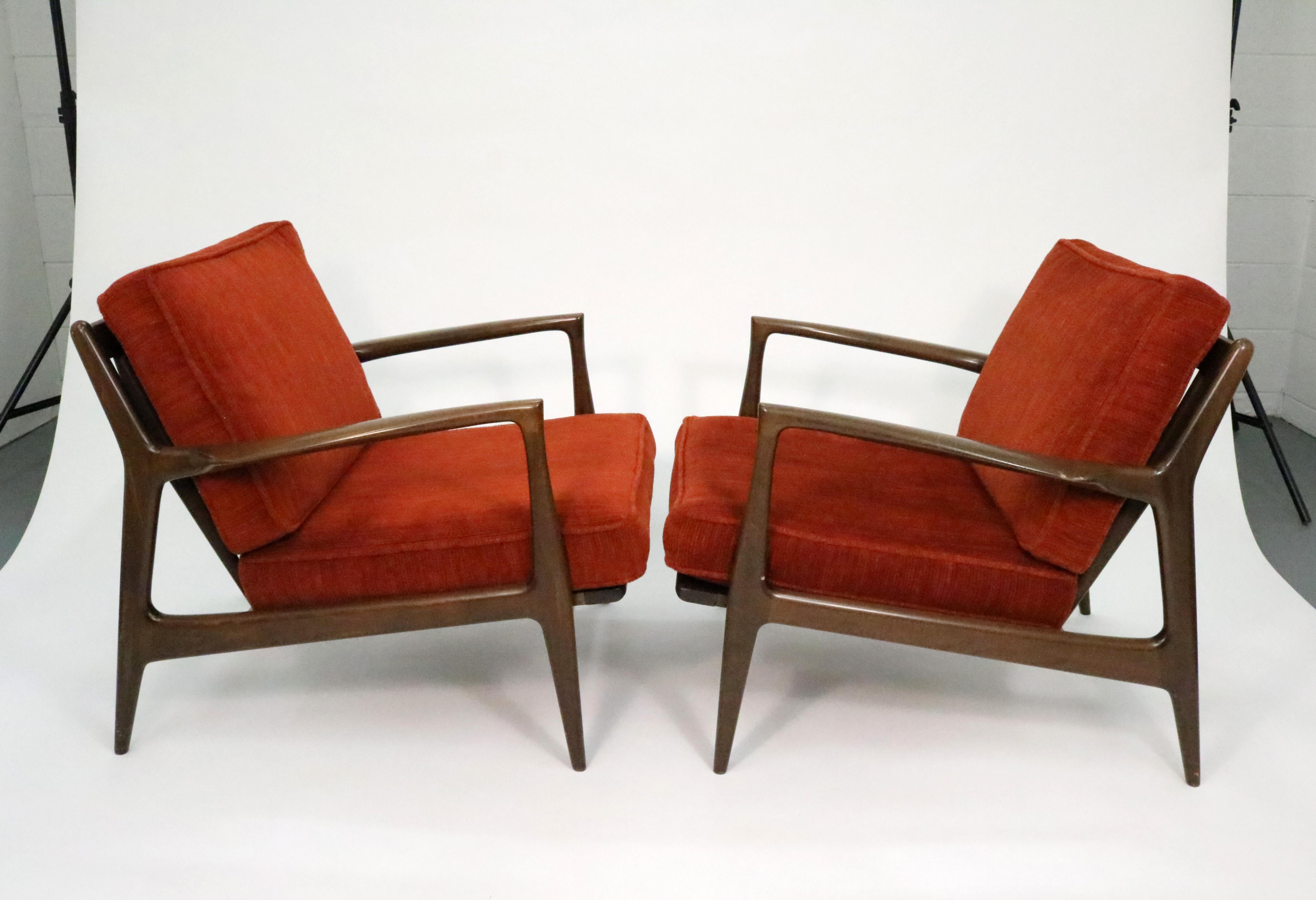 Scandinavian Modern Kofod-Larsen Danish Modern Sculpted Lounge Chairs for Selig