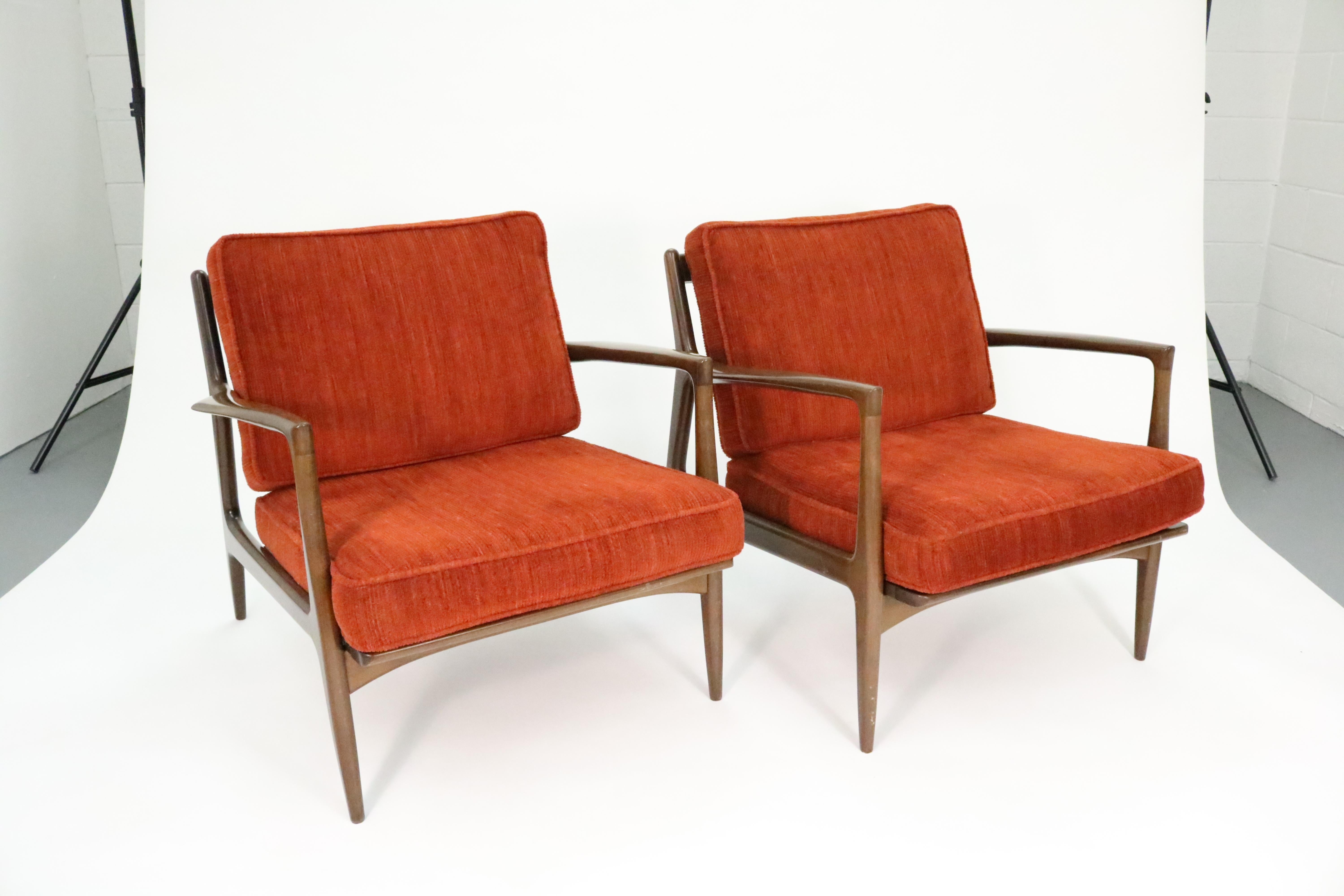 Mid-20th Century Kofod-Larsen Danish Modern Sculpted Lounge Chairs for Selig