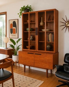 Kofod-Larsen for Faarup Møbelfabrik Danish Modern Teak Display Cabinet / Hutch