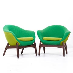 Kofod Larsen para Povl Dinesen Sillones de teca daneses de mediados de siglo - Pareja