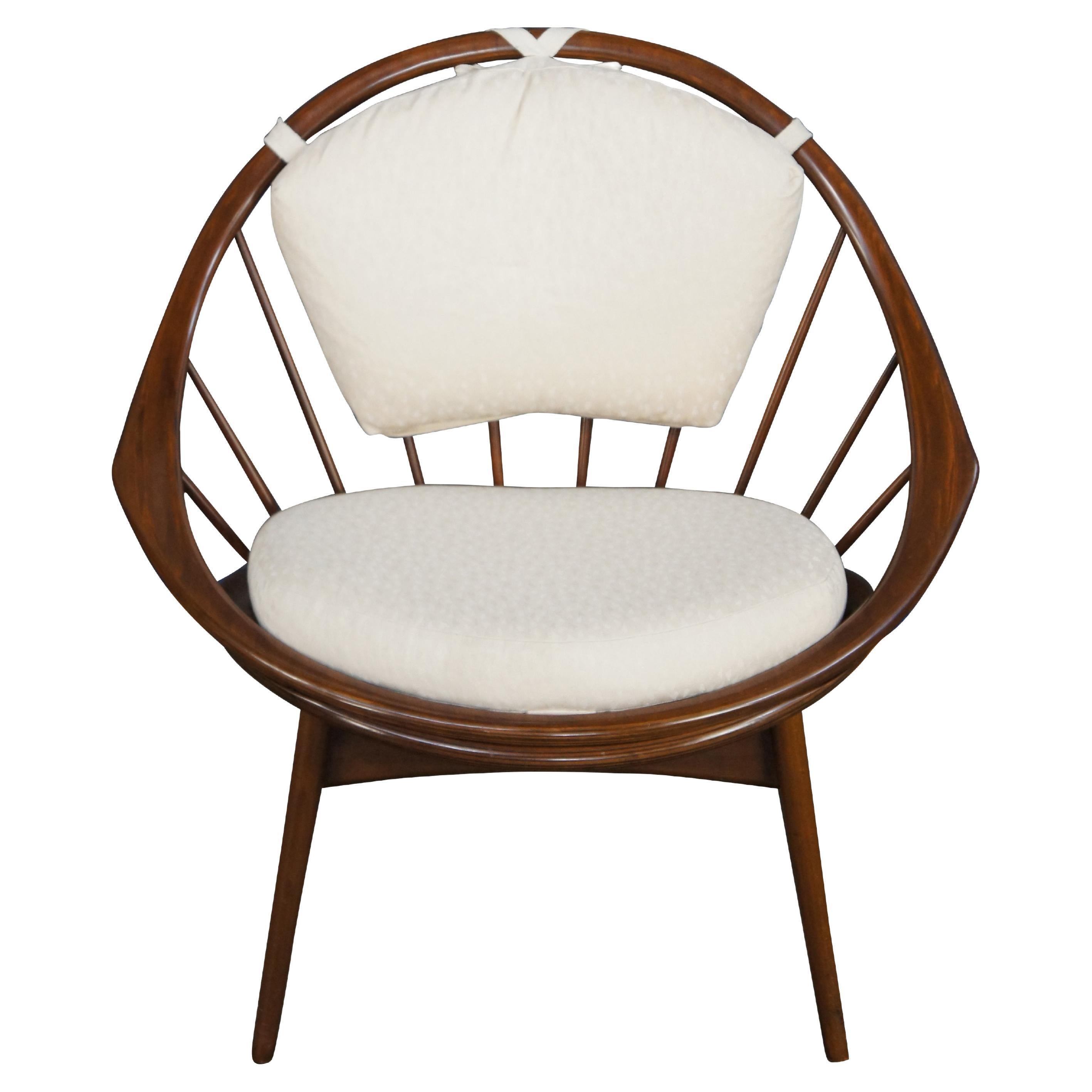 Kofod Larsen for Selig Mid Century Danish Modern Walnut Hoop Peacock Chair MCM