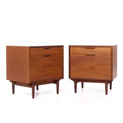 Kofod Larsen for Selig Mid Century Danish Teak Nightstands - Pair