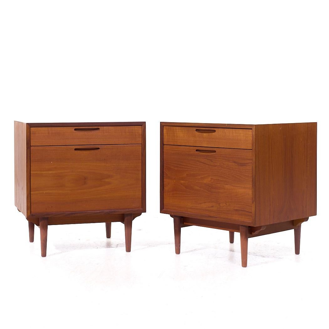 Mid-Century Modern Kofod Larsen for Selig Mid Century Danish Teak Nightstands - Pair For Sale