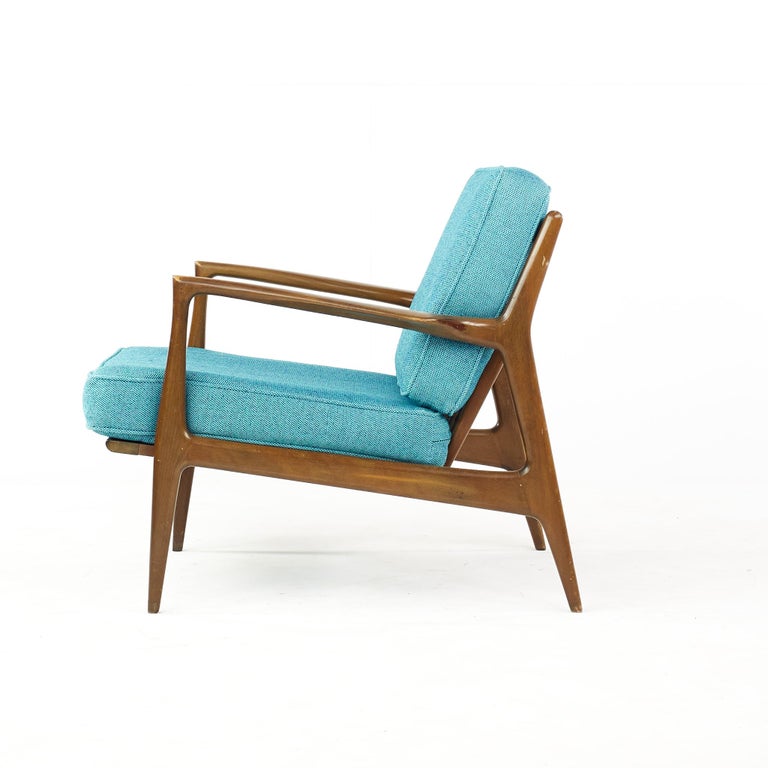 Kofod Larsen for Selig Mid Century Danish Walnut Lounge Chair For Sale 2