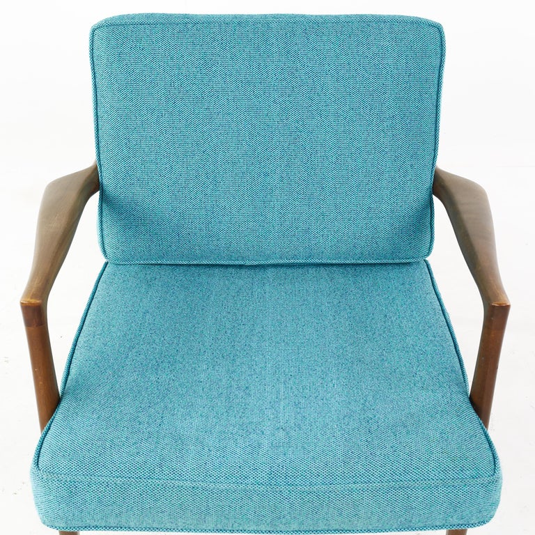 Kofod Larsen for Selig Mid Century Danish Walnut Lounge Chair For Sale 3