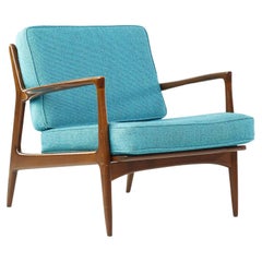 Kofod Larsen for Selig Mid Century Danish Walnut Lounge Chair