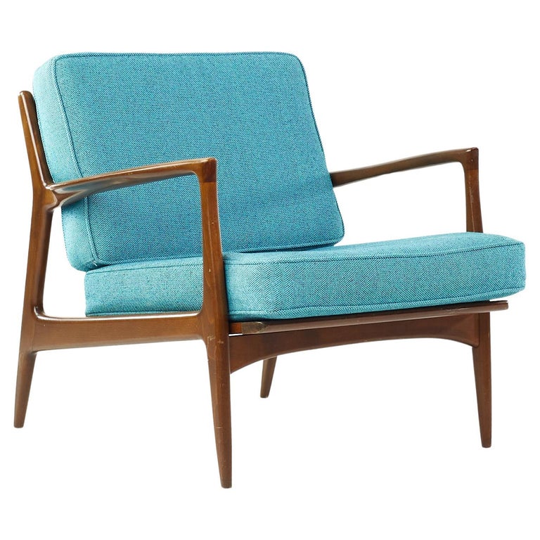 Kofod Larsen for Selig Mid Century Danish Walnut Lounge Chair For Sale