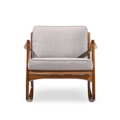 Kofod Larsen for Selig Mid Century Danish Walnut Rocking Lounge Chair