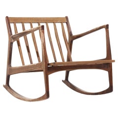 Vintage Kofod Larsen for Selig Mid Century Danish Walnut Rocking Lounge Chair