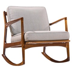 Kofod Larsen for Selig Mid Century Danish Walnut Rocking Lounge Chair