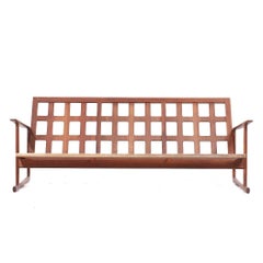 Kofod Larsen for Selig Mid Century Danish Walnut Sled Leg Sofa