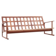 Vintage Kofod Larsen for Selig Mid Century Danish Walnut Sled Leg Sofa