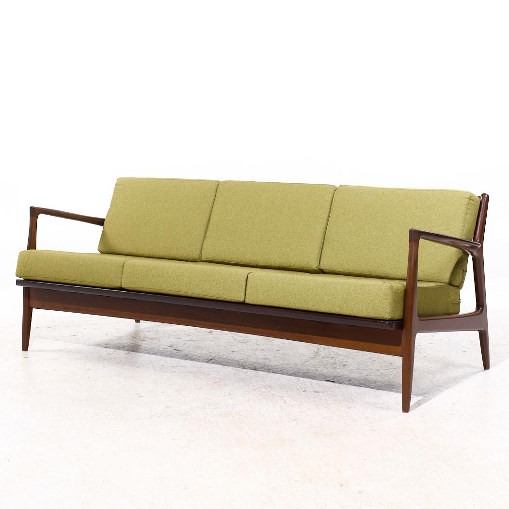 Mid-Century Modern Kofod Larsen for Selig Mid Century Danish Walnut Sofa For Sale