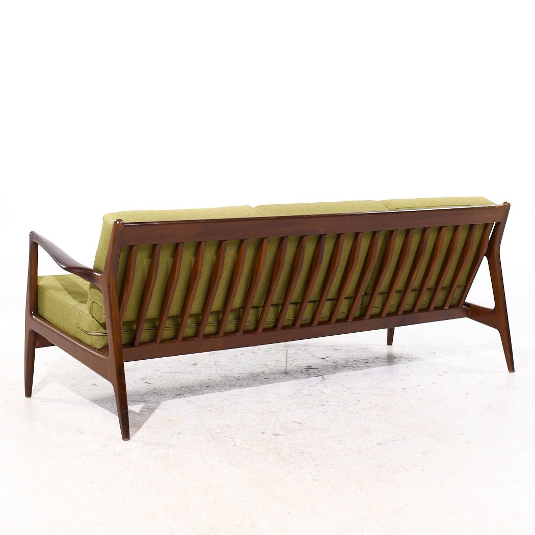 Kofod Larsen for Selig Mid Century Danish Walnut Sofa In Good Condition For Sale In Countryside, IL