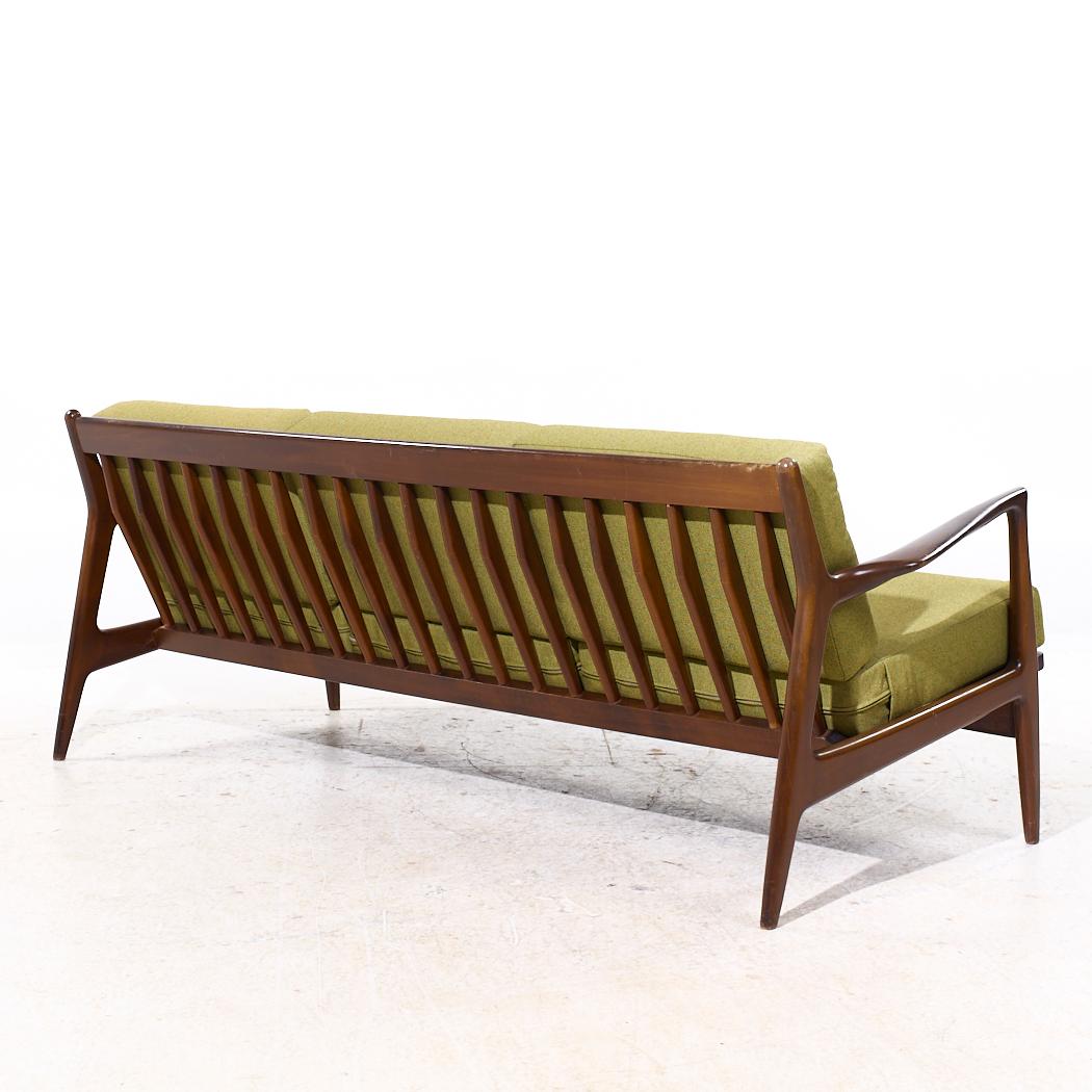 Upholstery Kofod Larsen for Selig Mid Century Danish Walnut Sofa For Sale