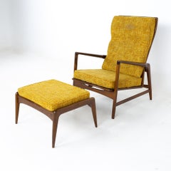 Kofod Larsen für Selig Mid Century High Back Lounge Chair und Ottoman